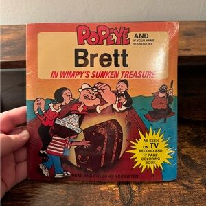 Vintage Popeye In Wimpy’s Sunken Treasure Brett 7” Vinyl and Coloring Book